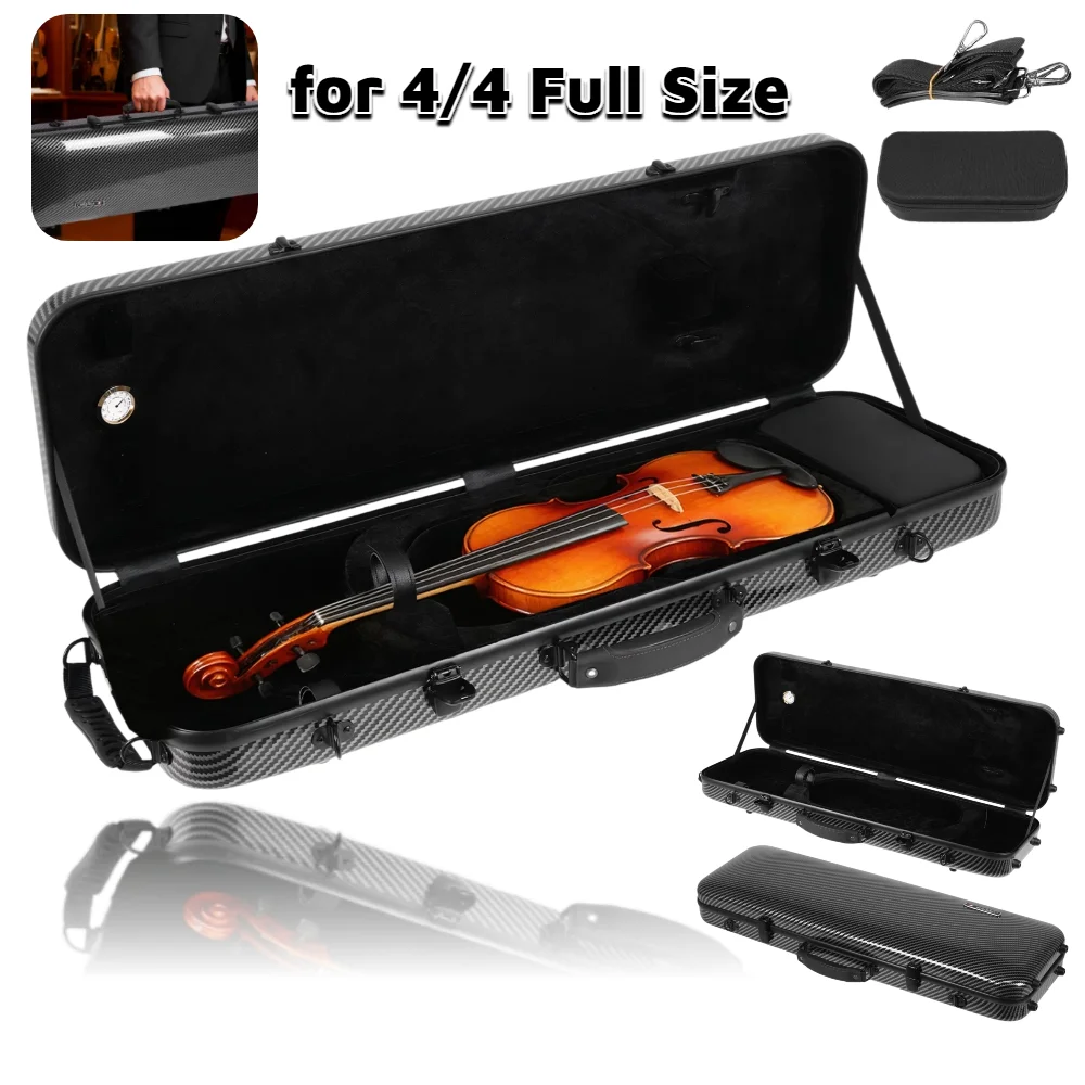 

Профессиональный футляр для скрипки 4/4 полноразмерного размера, прямоугольной формы, портативная дорожная сумка для хранения скрипки с плечевым ремнем