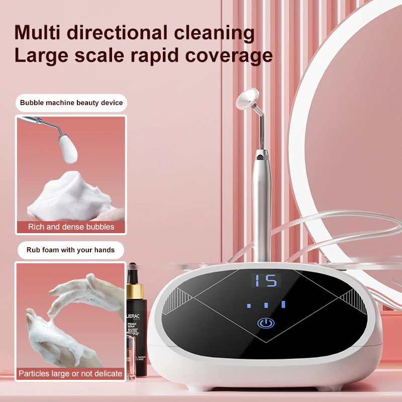 VLVEE 2024 New Professional Oxygen Bubble Machine Beauty Device Facial Cleansing Dense Foam 3 Gears Speed Adjustment