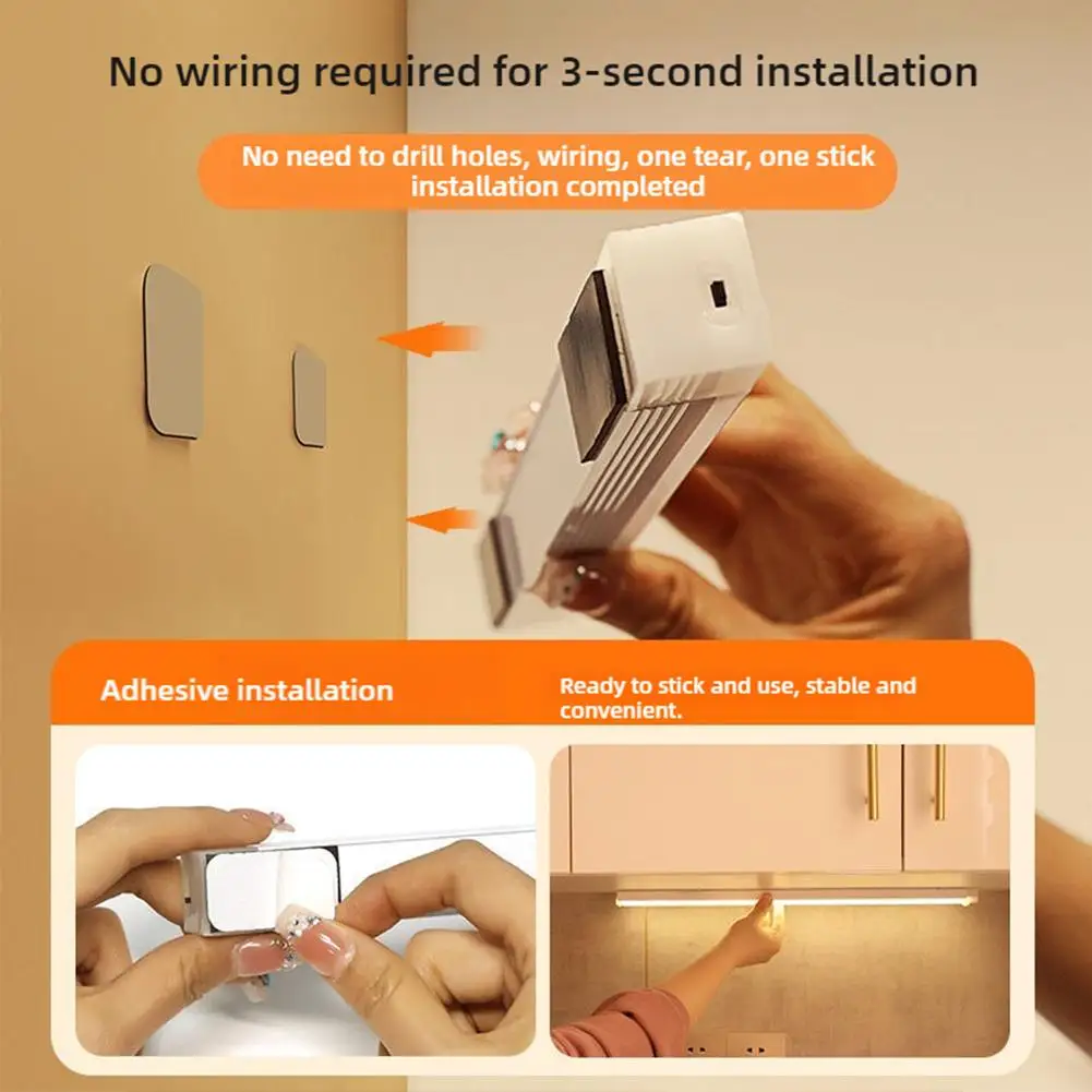 Lampu Bar Sensor Gerak LED Isi Ulang USB Lampu Malam Induksi Inframerah Cerdas, Nirkabel, Portabel untuk Lampu Bar LED Kamar Tidur