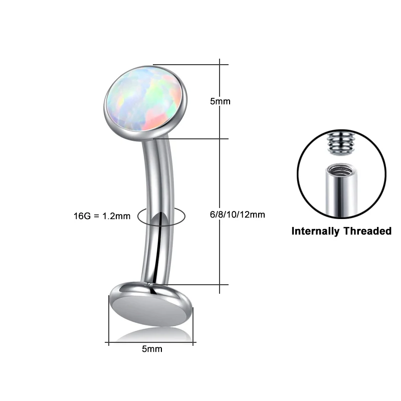Women's ASTM F136 Titanium Belly Button Ring with Opal