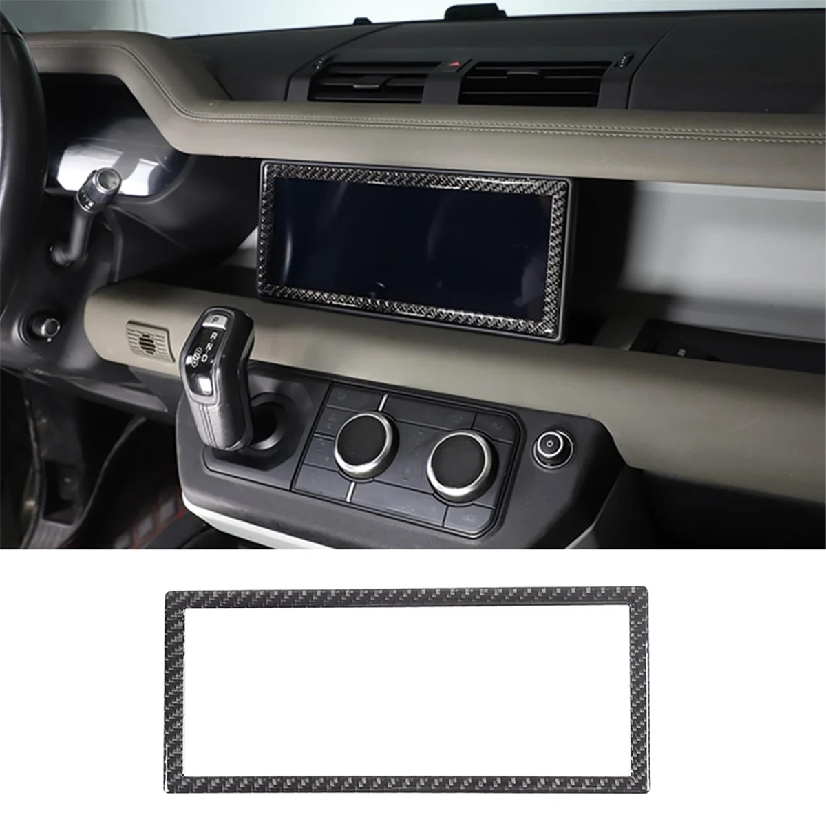 Carbon Fiber for Land Rover Defender 110 2020-2024 Center Dashboard Navigation Screen Cover Trim Interior Accessories