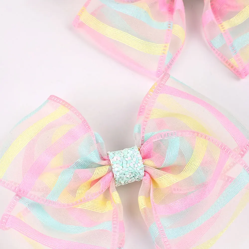 2Pcs Colorful Chiffon Hair Bow Clips Fashion Barrettes Kids Party Hair Accessories Handmade Bowknot Hairpin New Headwear