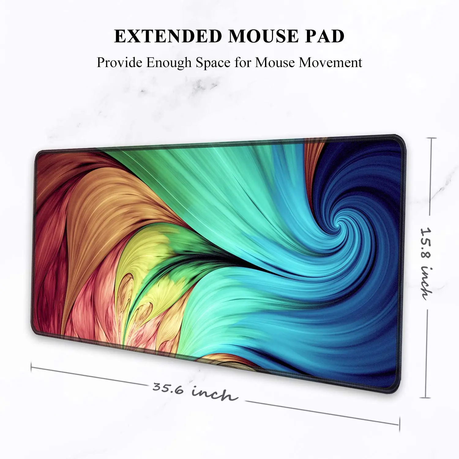 Peacock Feather Large Mouse Pad Full Desk XXL Extended Gaming Mouse Pad 35.4X15.7 Waterproof Desk Mat w/ Stitched Edge Non-Slip