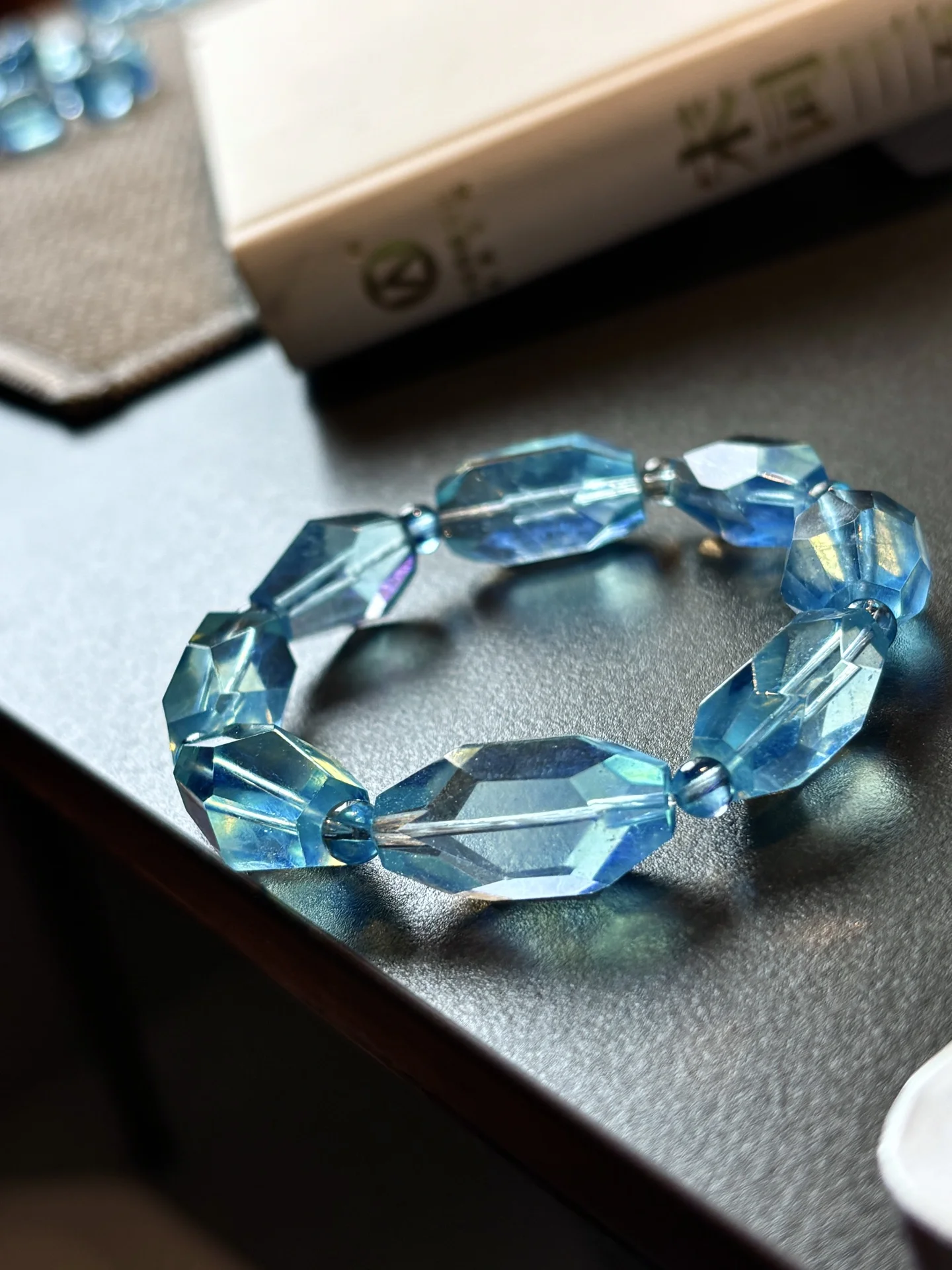 Natural Blue Aquamarine Clear Beads Bracelet Jewelry 21x12mm Women Men Brazil Blue Aquamarine Jewelry AAAAA