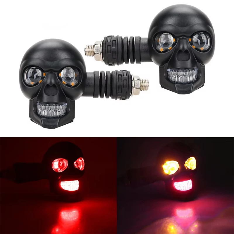 

2PCS Motorcycle Turn Signals Skull Shape Waterproof Fog Light Auxiliary Headlights ATV Scooter Driving Light Racing Spotlight
