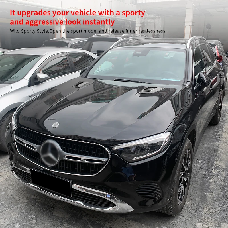 Acessórios exteriores do carro decorativo célula fluxo de ar entrada capô colher capô ventilação capa adesivos estilo para benz glc 260 300 2023