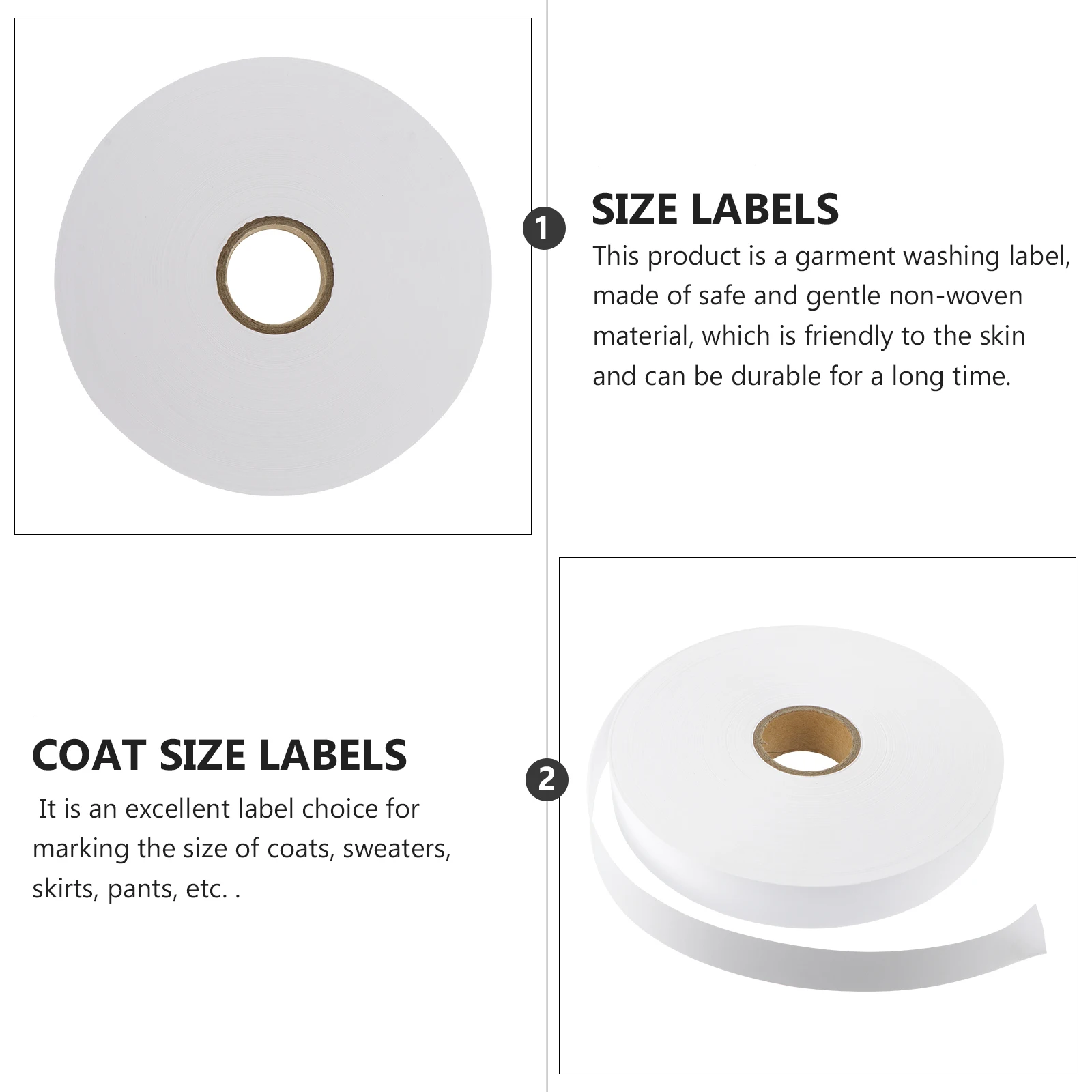 20x200 Białe, włókninowe etykiety do ubrań, naklejki z rozmiarem do naprasowania na koszulki, znaczniki do tkanin wielokrotnego użytku, etykiety do segregatorów
