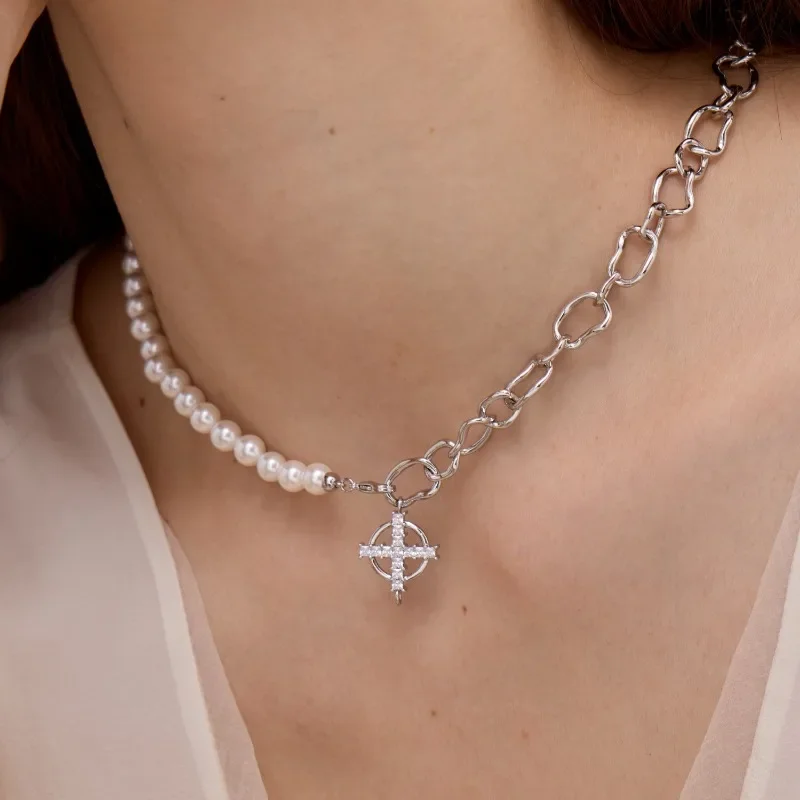 

[The Same Style As The Star] Miguang Streamer Splicing Necklace Niche Design Sense Collarbone Chain Two Wear High-end Versatile