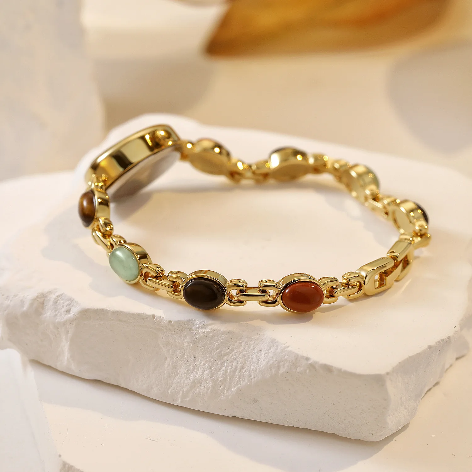 Высококачественные женские часы, элегантные модные браслеты с натуральными нефритовыми камнями, наручные часы, винтажные женские подарки, повседневные маленькие ручные часы