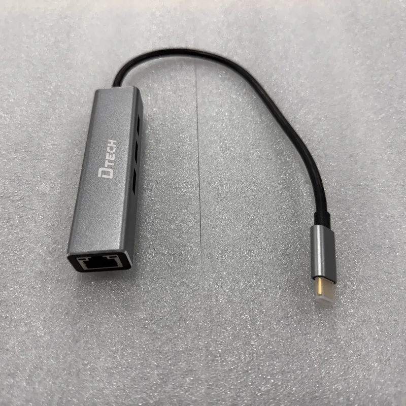 DTECH DT-3325 Type-C Ethernet Cable Converter 3 Port USB 3.0 Hub and Gigabit RJ45 Network Port