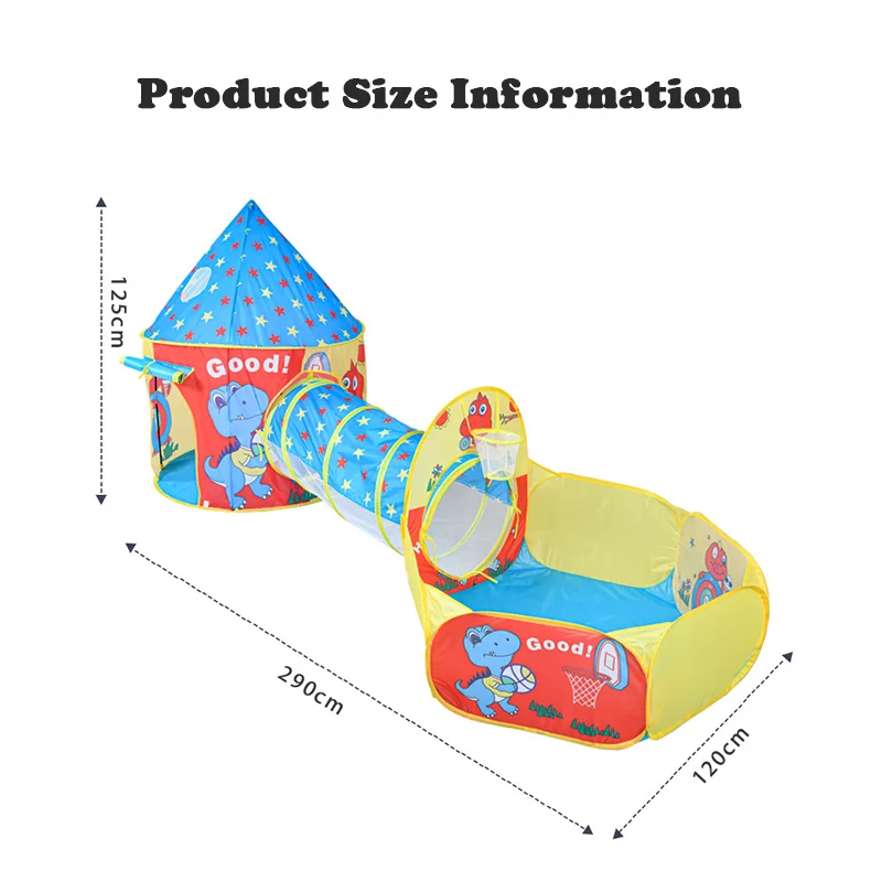 Portable Children's Tent Beach Toys Cartoon Ball Pool Kids Tent 3 in 1 Pop-up Tent Play House Outdoor Child Teepee Toy Tents