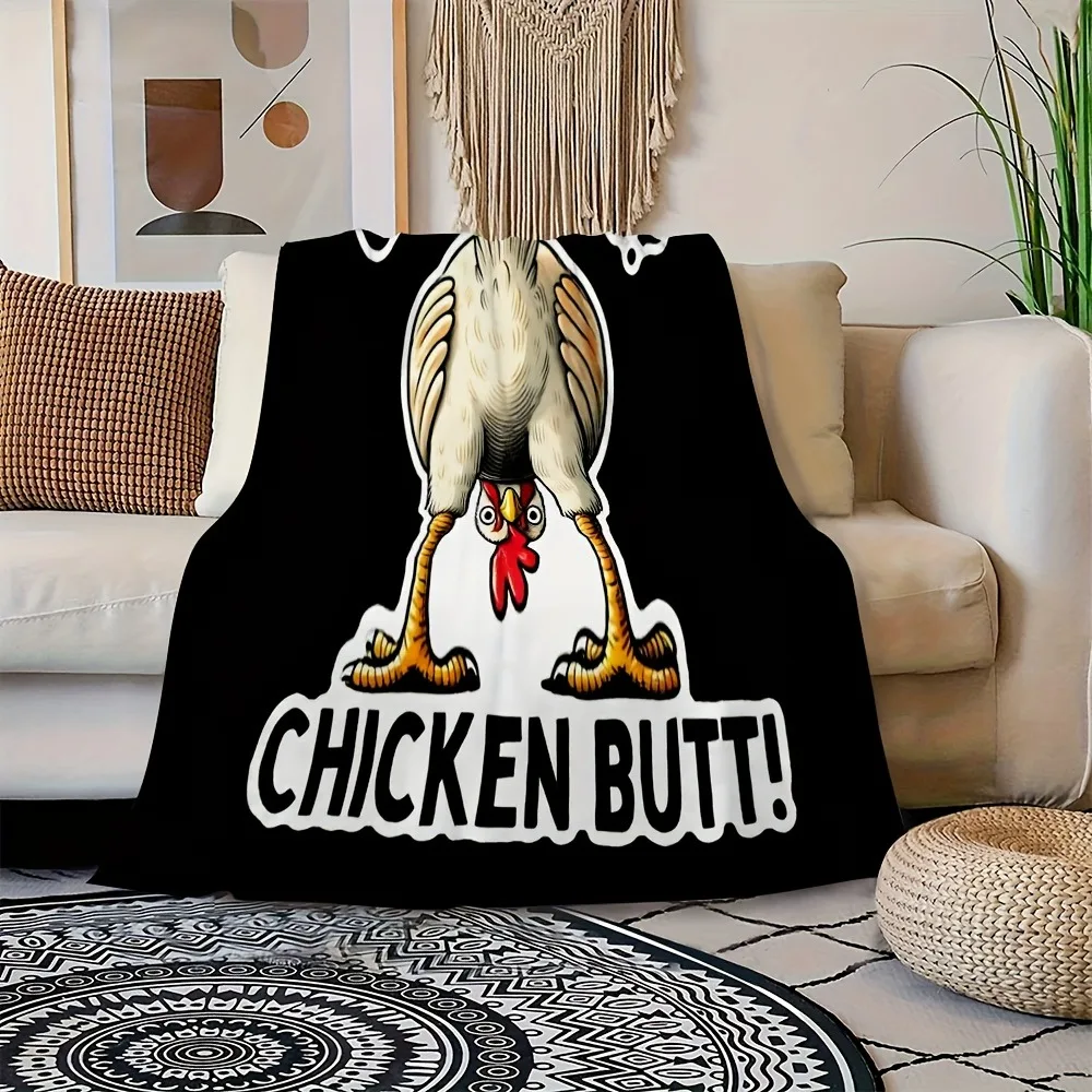 بطانية رمي الدجاج المضحكة - الفانيلا الناعمة "تخمين ما؟ مؤخرة الدجاج!" نص مريح لجميع المواسم للسفر في السرير والأريكة والسيارة من النزهة