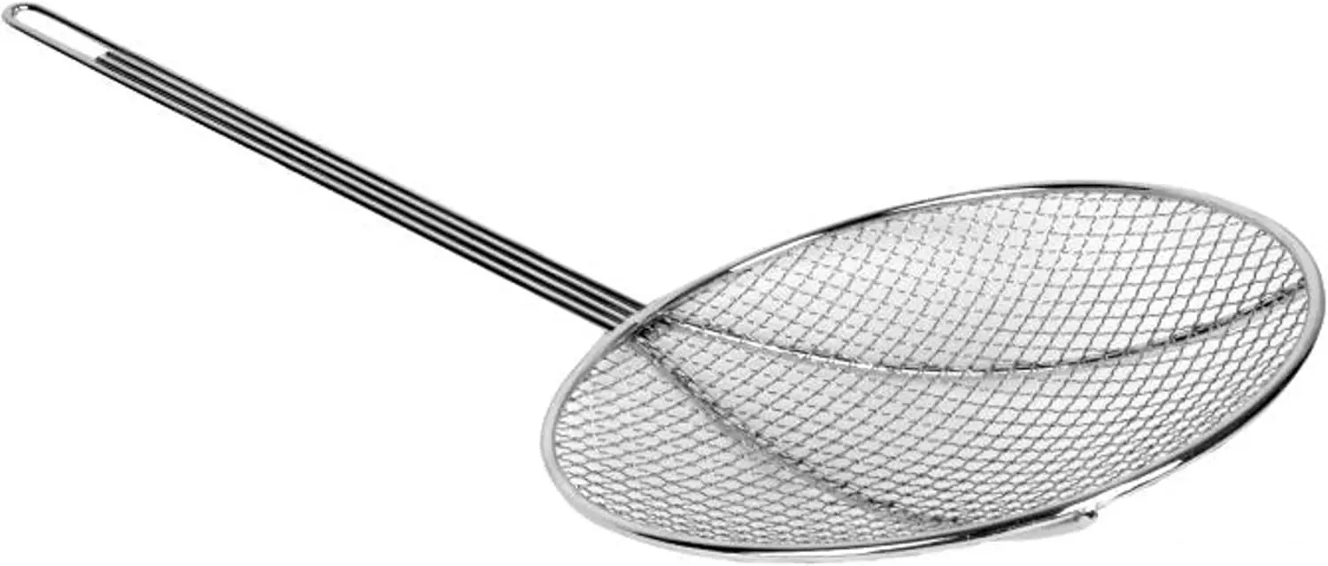 

- 7-Inch Round Wire Skimmer 12-1/2" Handle Length Nickel Plated- Kitchen Utensil Food Strainer Skimmer Spoon for Cooking