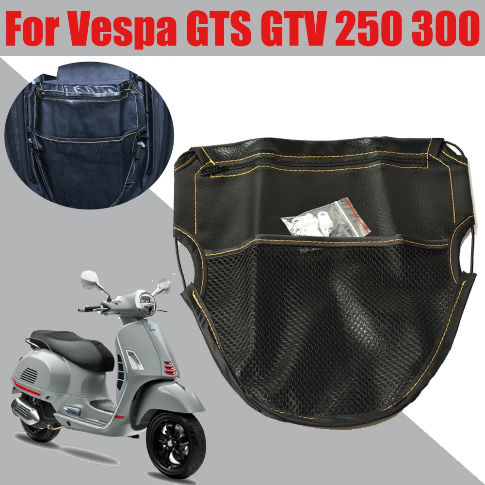 For Piaggio Vespa Sprint GTS GTV 250 300 Accessories PU Leather Motorcycle Scooter Seat Bag Scooter Under Seat Storage Pouch Bag