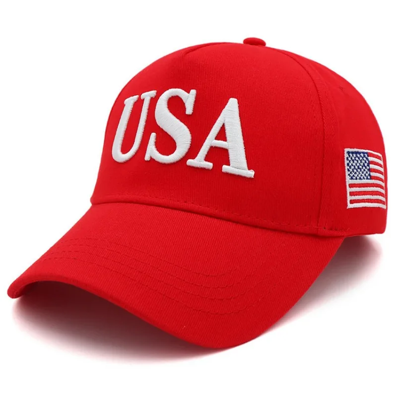 2024 New American Election Hat Letter Embroidered Red Cap American Flag Baseball Cap Party Assembly Hat view 3