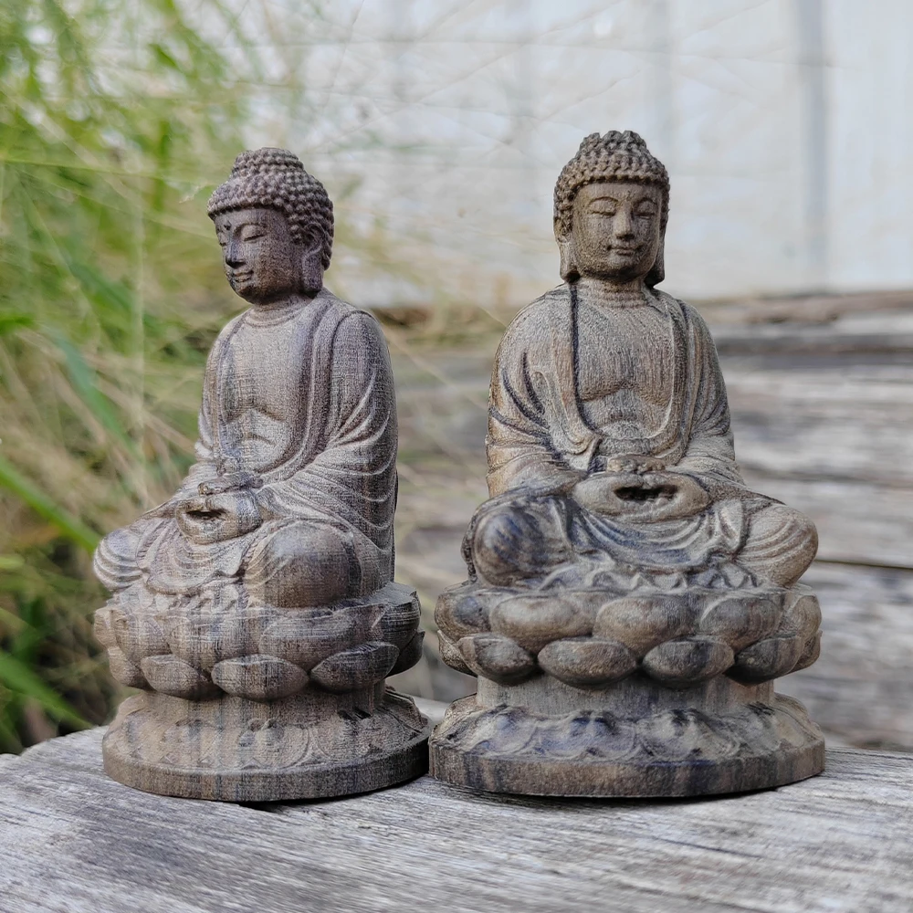 Hand-Carved Wooden Buddha Statue Ornaments, Classical Zen Style, Suitable for Halloween Decorations, Tabletop Decorations, Holiday Decorations, Living Room, Centerpiece Decorations, Office, Birthday Gifts