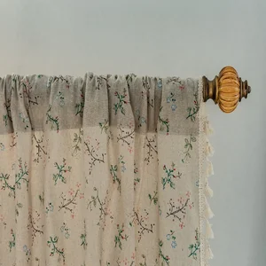 خمر البوهيمي الأمريكية تقليد الكتان جوفاء الكروشيه نقية اليد مخيط شبه شفافة هامش الستار 1 قطعة أعلى 8 بيع الكروشيه والستائر الكتان - No6