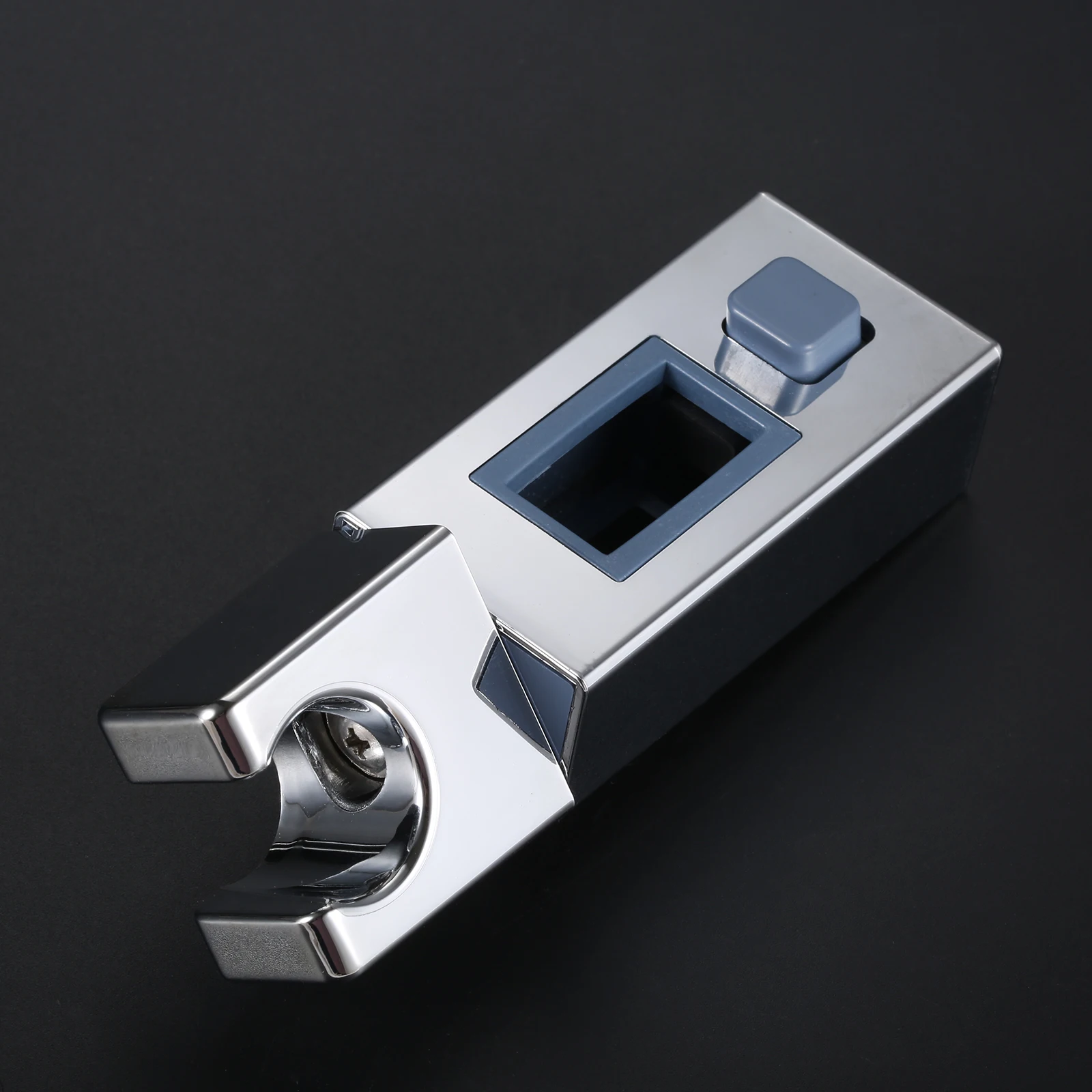 

Slider Shower Head Holder Bracket with Adjusting Button Rotatable Bathroom Stand ABS Plastic Clip Chrome Plated for 15mm Rail