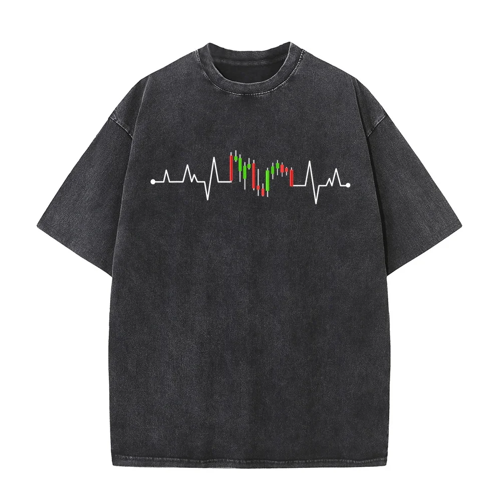 Day Trading Stock Exchange Share Price Heartbeat Trader T-Shirt 남성티셔츠 Aliexpress France Basic Men Tee Breathable Unisex Funny