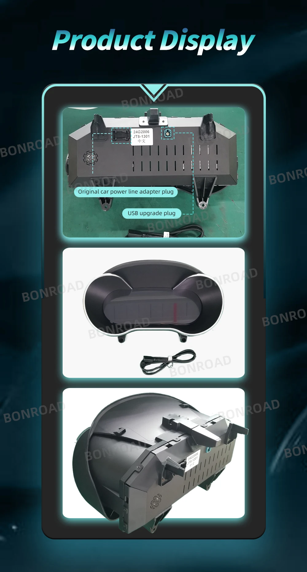 BONROAD 12,3'' Digitales Auto-Armaturenbrett für Benz C-Klasse GLC W205 W253 2015-2018 Tachometer Virtuelles Cockpit Instrumentencluster – Detail 7
