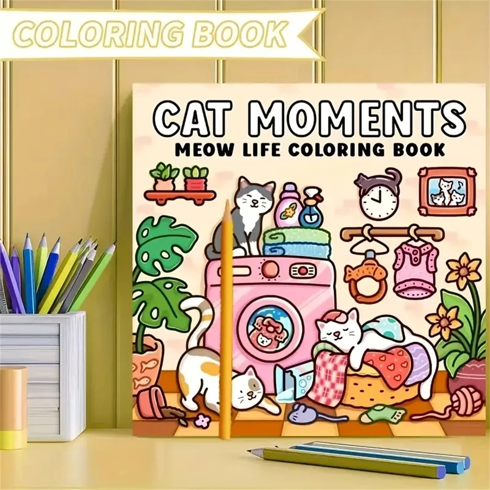 Cat Moments Malbuch für Erwachsene Einzigartiges Buch zur Entspannung Verbessertes Papier für komfortables Malen Perfektes Geschenk für Freunde & Liebhaber