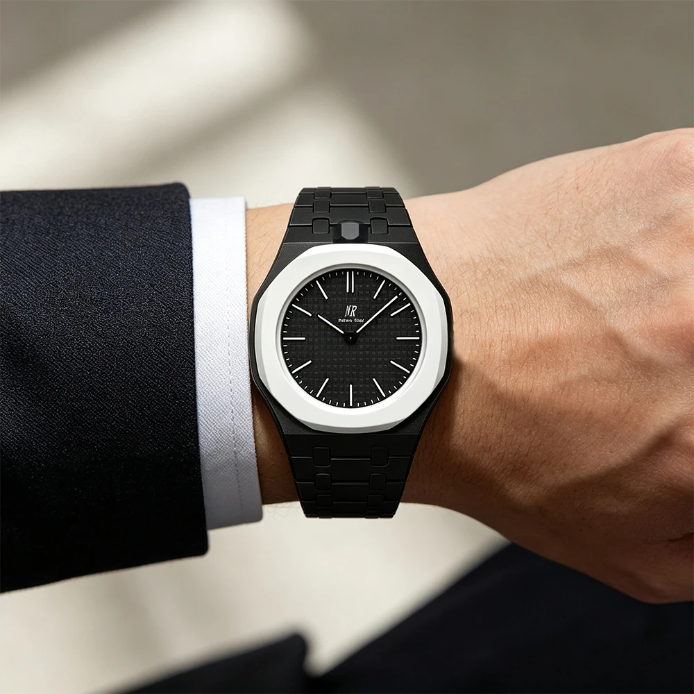 Fashion Men's Watch Octagonal Case Quartz Watch ABS Material Watch in Stock NR Watch