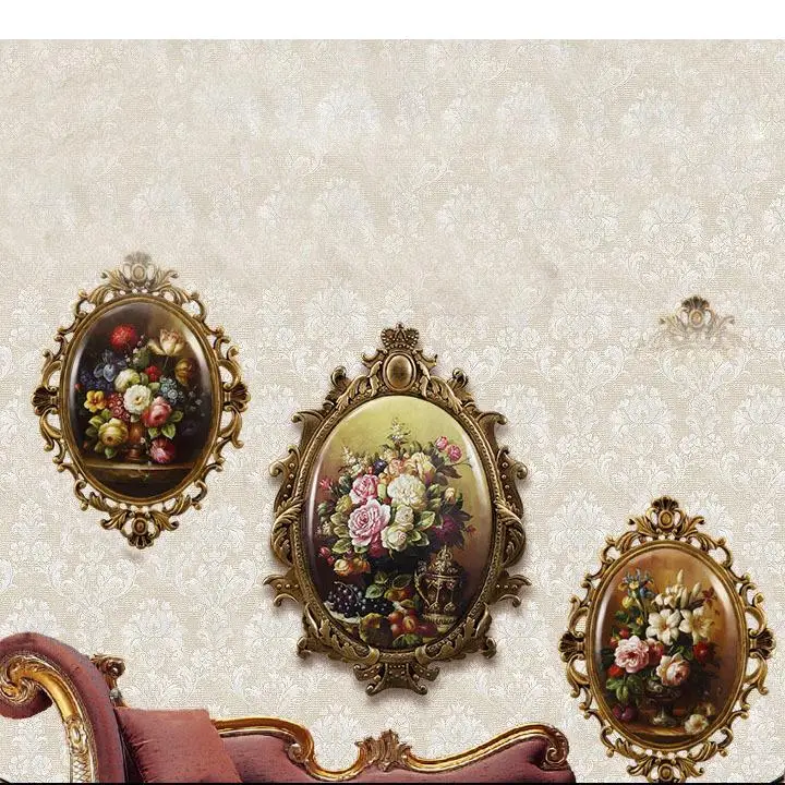 European Wall Hanging Flower Pattern Resin Painted Background Decoration Metope Ornaments American Pendant Rustic Home Decor