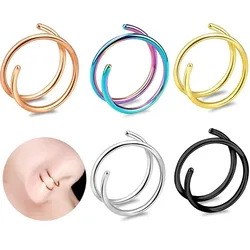 2/3/5Pcs Double Nose Rings for Women, 316L Stainless Steel Lip Rings Labret Ring Nose Hoop Piercing Studs Nose Piercing Jewelry