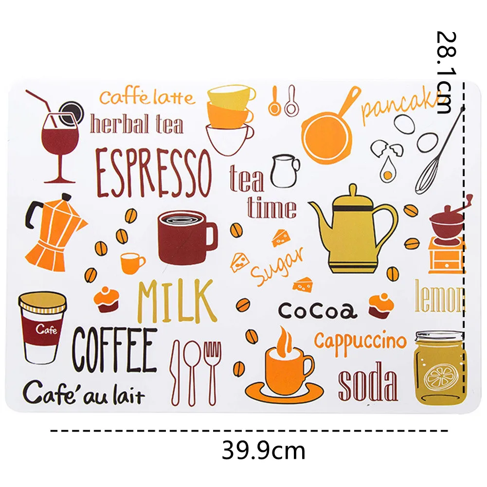 Simple Cartoon Placemat Dining Table Protective Pad Coaster Heat Resistant Cup Mat Coffee Tea Hot Drink Mug Placemat Kitchen