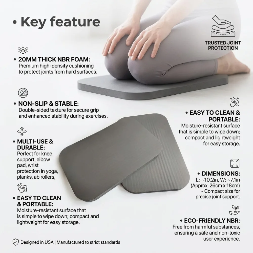 1 / 2Pcs 29X19X1.5CM Multi-Use Yoga Knee Elbow Cushion Non-Slip Foam Pad For Yoga Pilates Prayer Floor Exercises Kneeling Pad