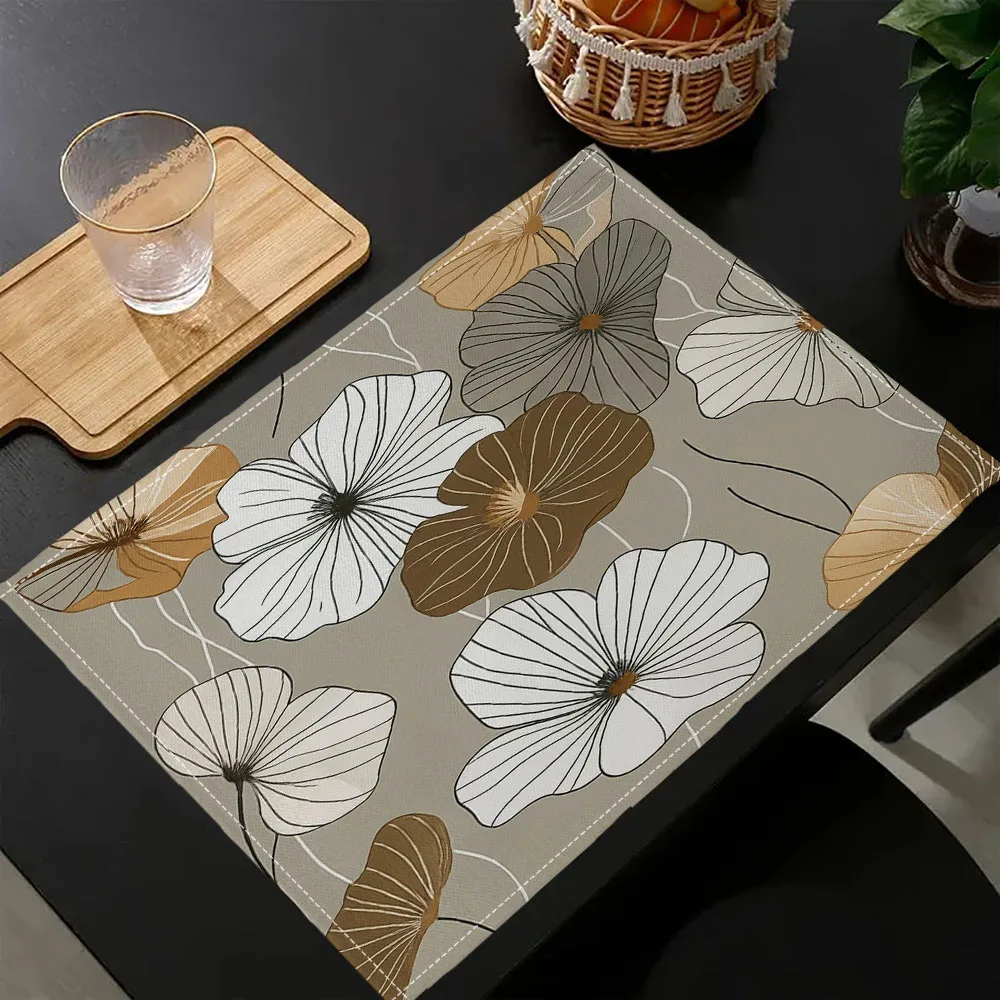 

1pc Geometric Floral Pattern Placemat for Dining Table Linen Drink Coaster Home Decoration Modern Kitchen Cup Pads 7.14