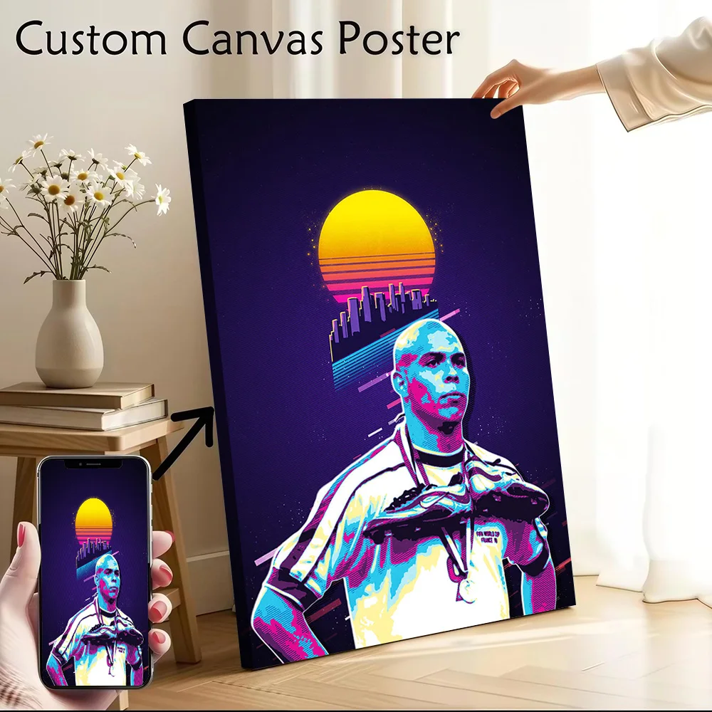 Ronaldo Nazario Retro Art Printed Canvas Poster Custom Pictures Wall Art Canvas Painting for Interior Accessories Wand Deko Arts