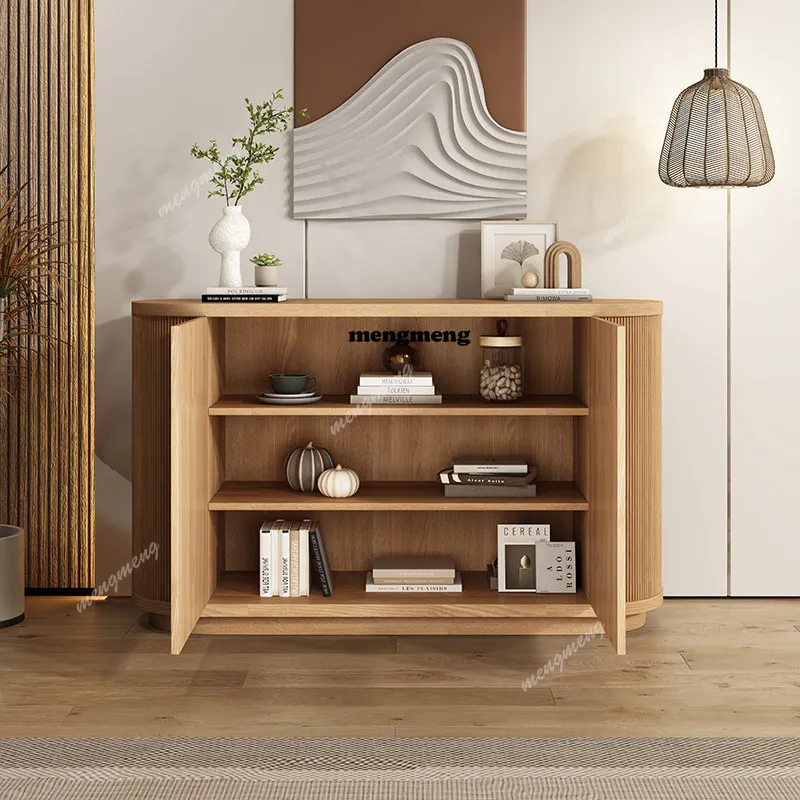 Nordic retro modern simple light luxury living room porch cabinet American wall ash wood locker