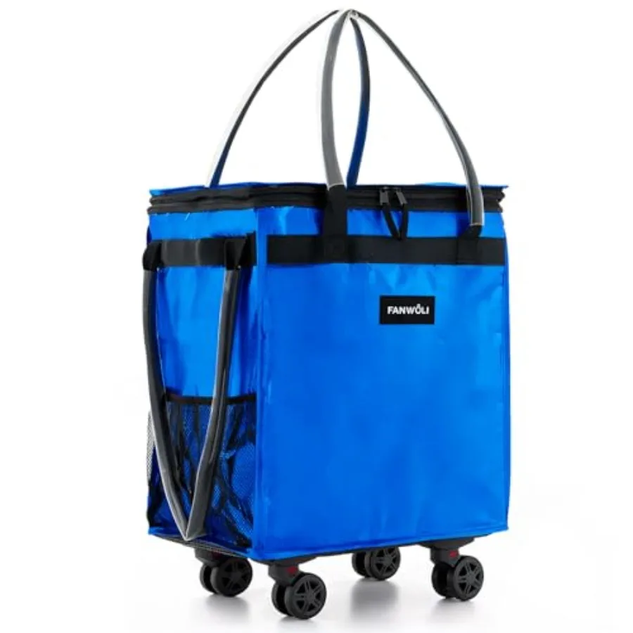 

Medium Reusable Grocery Bag on Wheels with Upgraded Wrinkle-Resistant Fabric Enhanced Stability Wheels and Extended Handle Fold