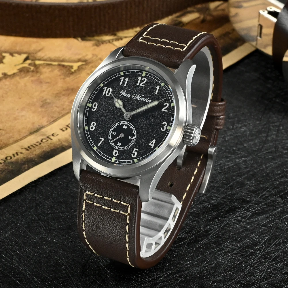 San Martin Men Watches Luxury Pilot 37mm RONDA 6004 Quartz Movement Military Simple Style  Sapphire 20ATM Waterproof Lum