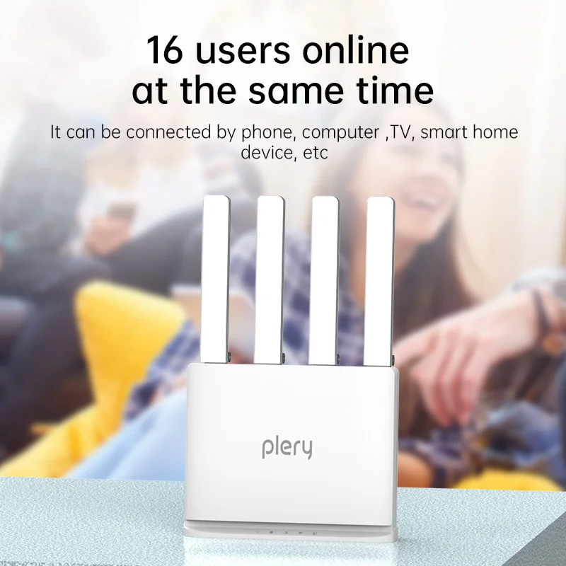 Plery 4G LTE Cat.4 300Mbps Router WiFi6 Nirkabel 5dBi Antena Perolehan Tinggi dengan Kartu Sim 4G Mendukung 16 Perangkat untuk Pekerjaan Perjalanan Rumah