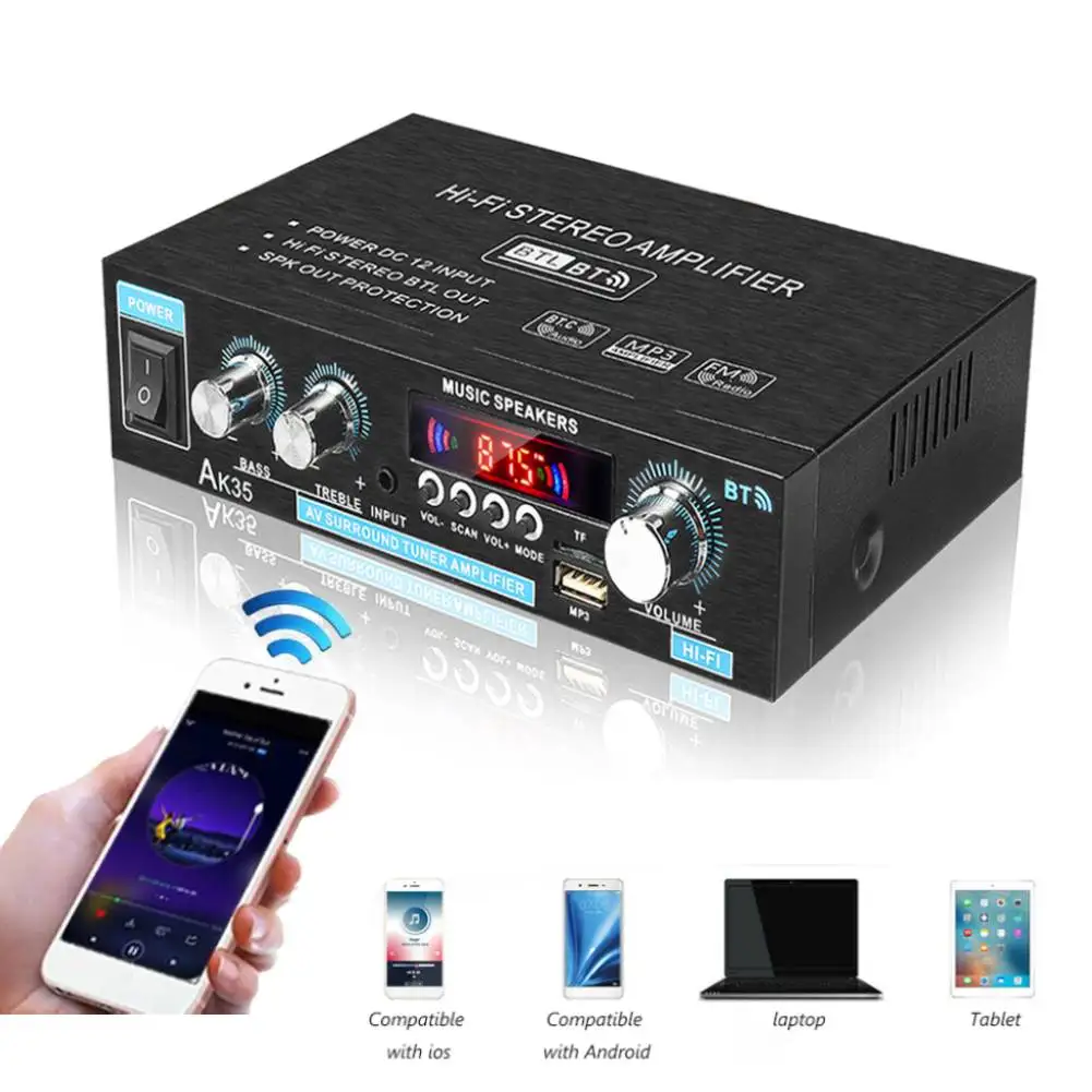 Pyle AK35 Bluetooth Hifi Stereo Audio Amplifier with USB TF RCA AUX Input