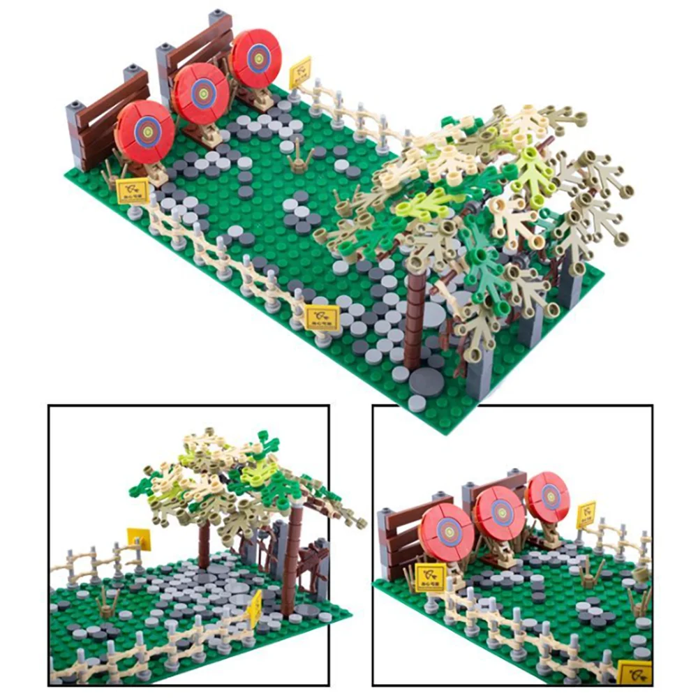 MOC Militärische Schlachtfeld-Landschaftsbausteine – Aufbewahrung von taktischen Ausrüstung/Jail Base/Woodland Scene DIY Bricks Kit für Bastler