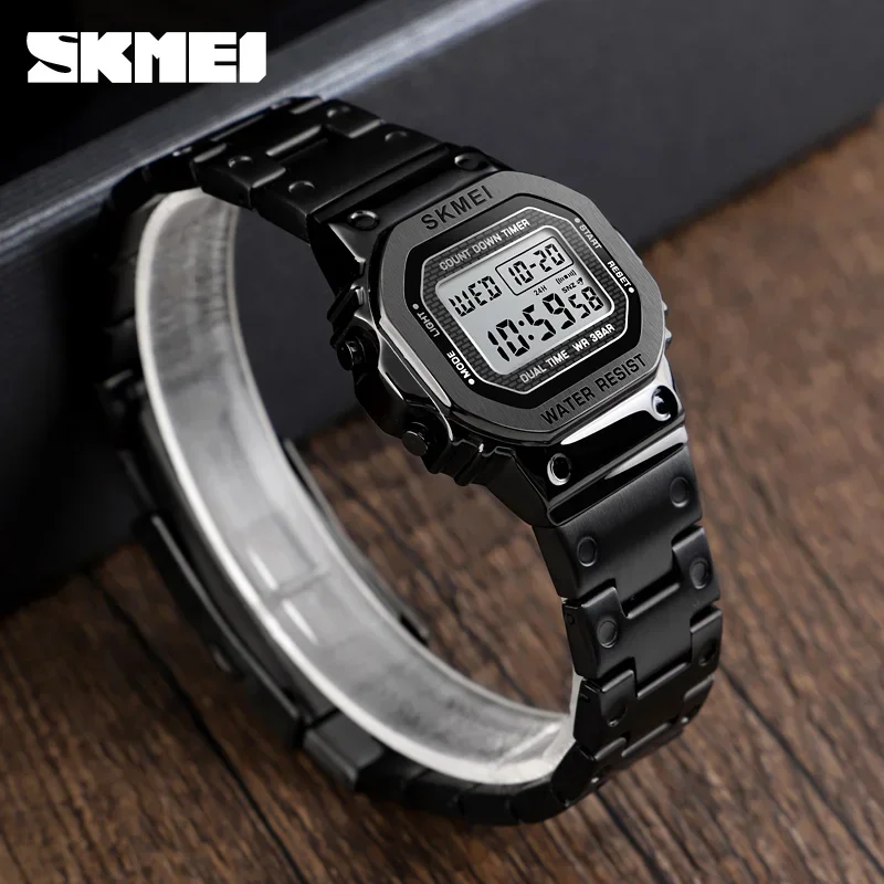 SKMEI 1433 Women 30M Waterproof Multi-Function Watch Stainless Steel Strap reloj digital mujer ClocK Retro Fashion Digital Watch