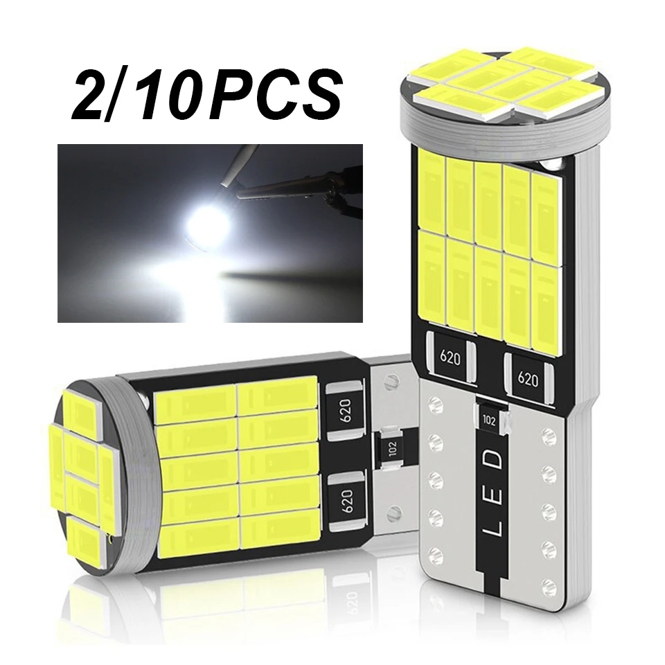 2/10 sztuk High Bright T10 W5W Led Car Light 26smd 4014 Smd Lamp Bulb Akcesoria samochodowe Oświetlenie tablicy rejestracyjnej Biały 6000K 12v