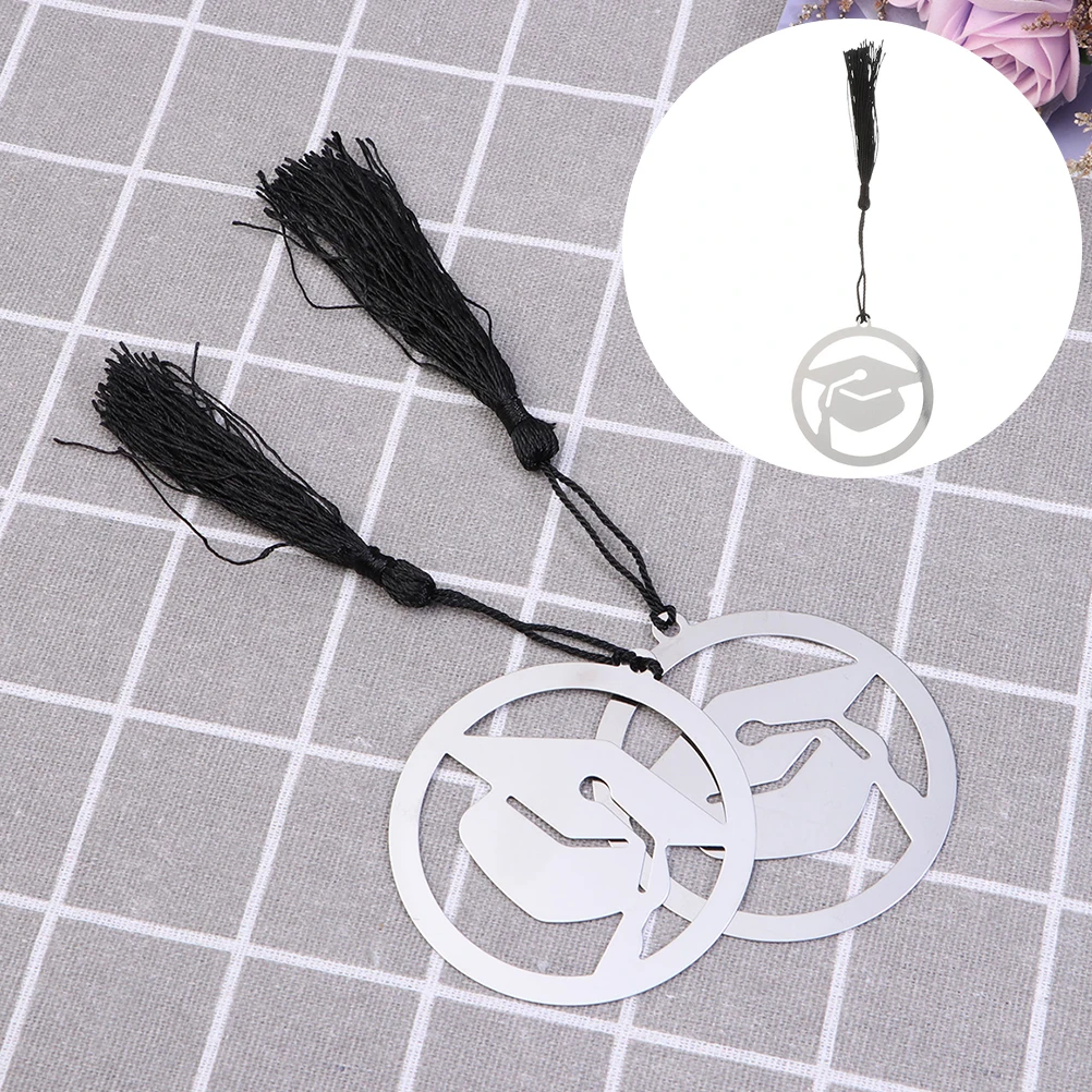 

6 pcs Doctor Hat Bookmarks Stainless Steel Tassel Page Markers Graduation Gifts for Students Reading Accessories nament