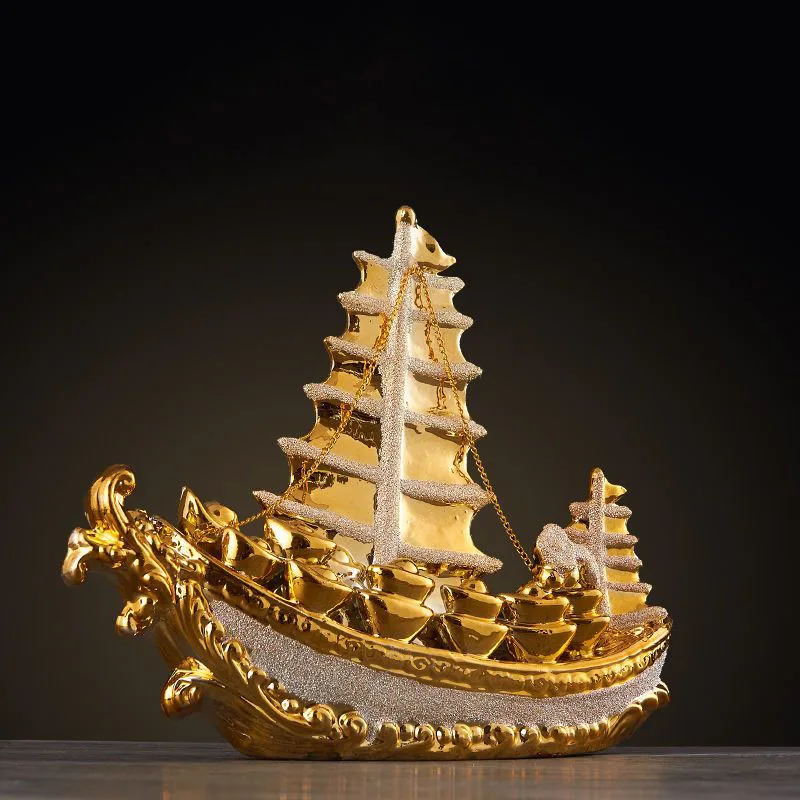 Chinese Electroplated Smooth Sailing Dragon Boat Zhenzhai Turtle Home Livingroom Furnishing Decoration Office Sculpture Crafts