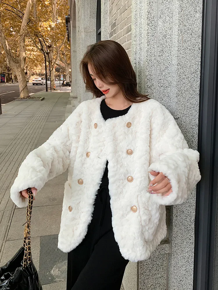 2024 autunno e inverno nuove donne cappotto di lana di agnello sciolto Top corto spessa giacca di cotone caldo capispalla moda capispalla relax