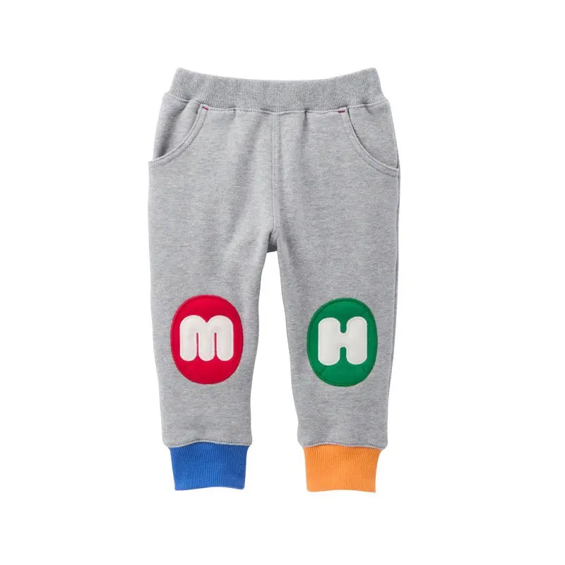 Japanese Korean Children's Letter Pant Patches Color Blocking Autumn Boys Girls Joggers Baby Sweatpants 100% Cotton High Quality