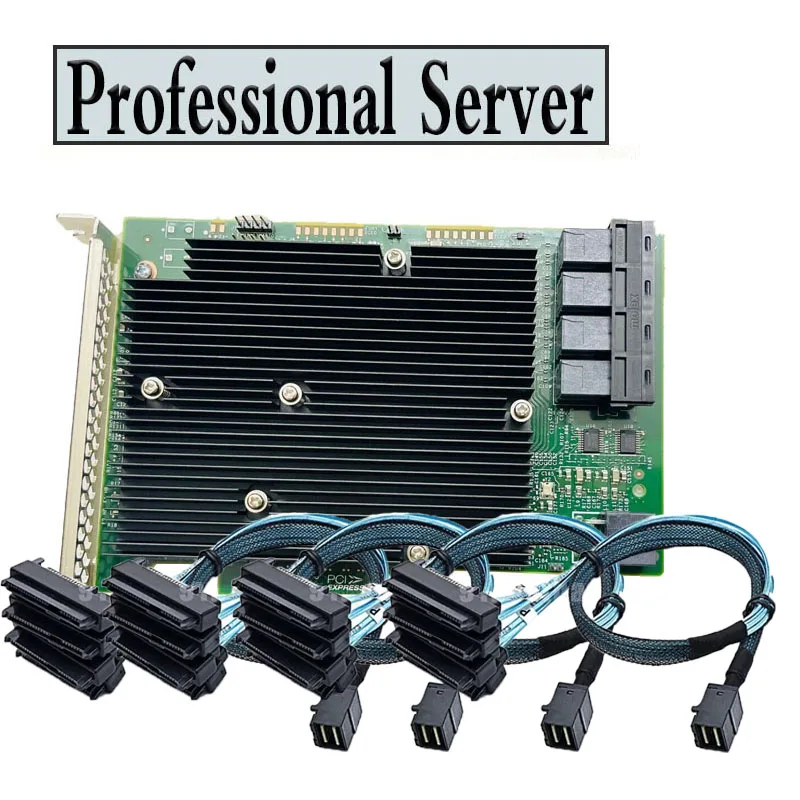 Адаптер шины LSI SAS 9300-16I 12 Гбит/с HBA, карта с режимом IT + 4 * SFF-8643 SAS кабель