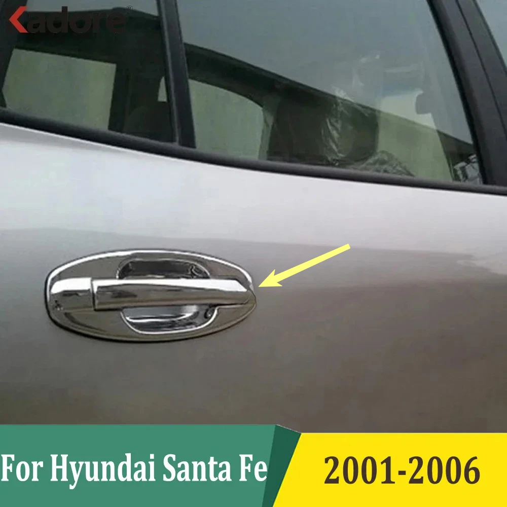 

Для Hyundai Santa Fe 2001 2002 2003 2004 2005 2006, хромированная боковая ручка двери, чаша, крышка чашки, накладка, внешние аксессуары