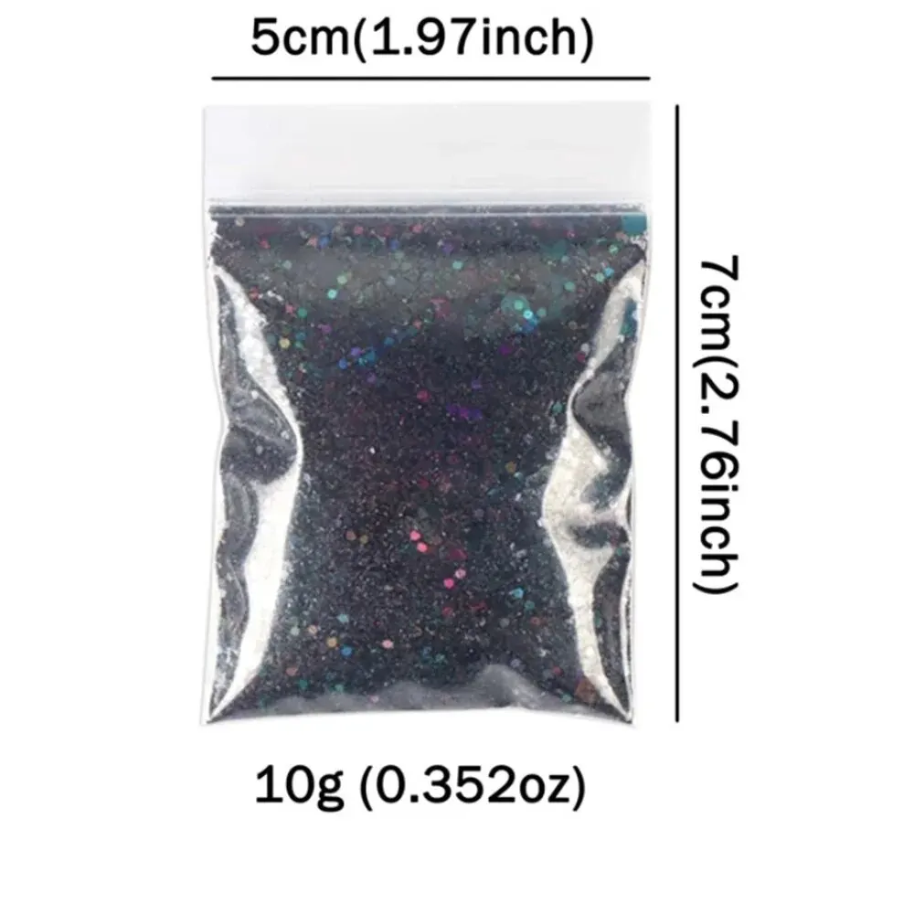 1 sacchetto 10G argento olografico grosso Glitter polvere mista forma esagonale paillettes per smalto Gel resina epossidica accessori fai da te