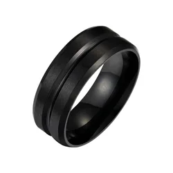 Fashion Matte Groove Women Men Polished Stainless Steel Convention Jewelry Wedding Band Ring Marry Gifts