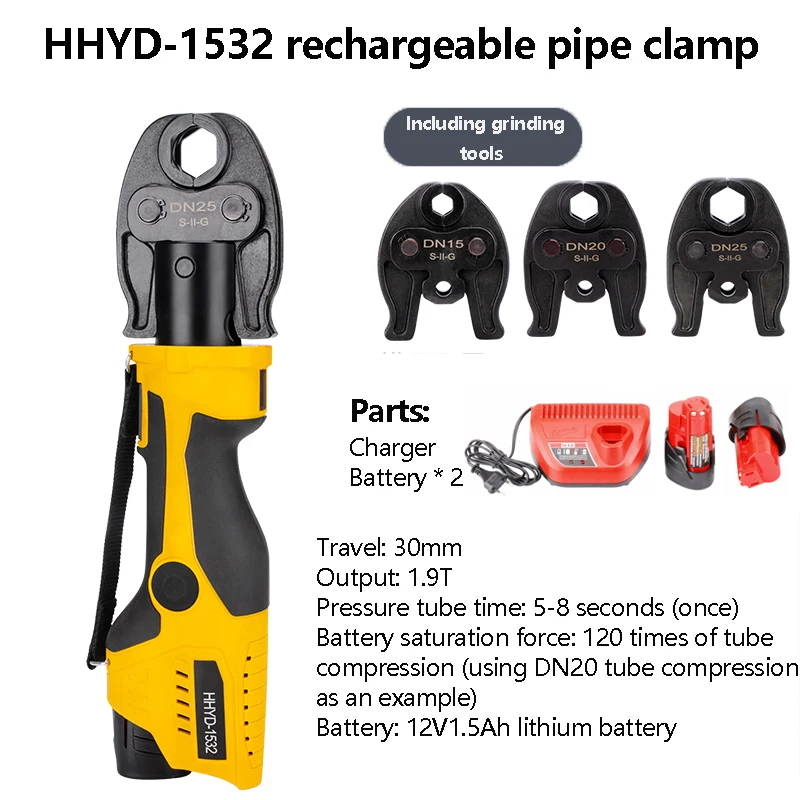 Electric Hydraulic Pliers 12V1.5Ah Cordless Bending Tool Rechargeable Copper Aluminum Cable Terminal Machine Handheld Hydraulic