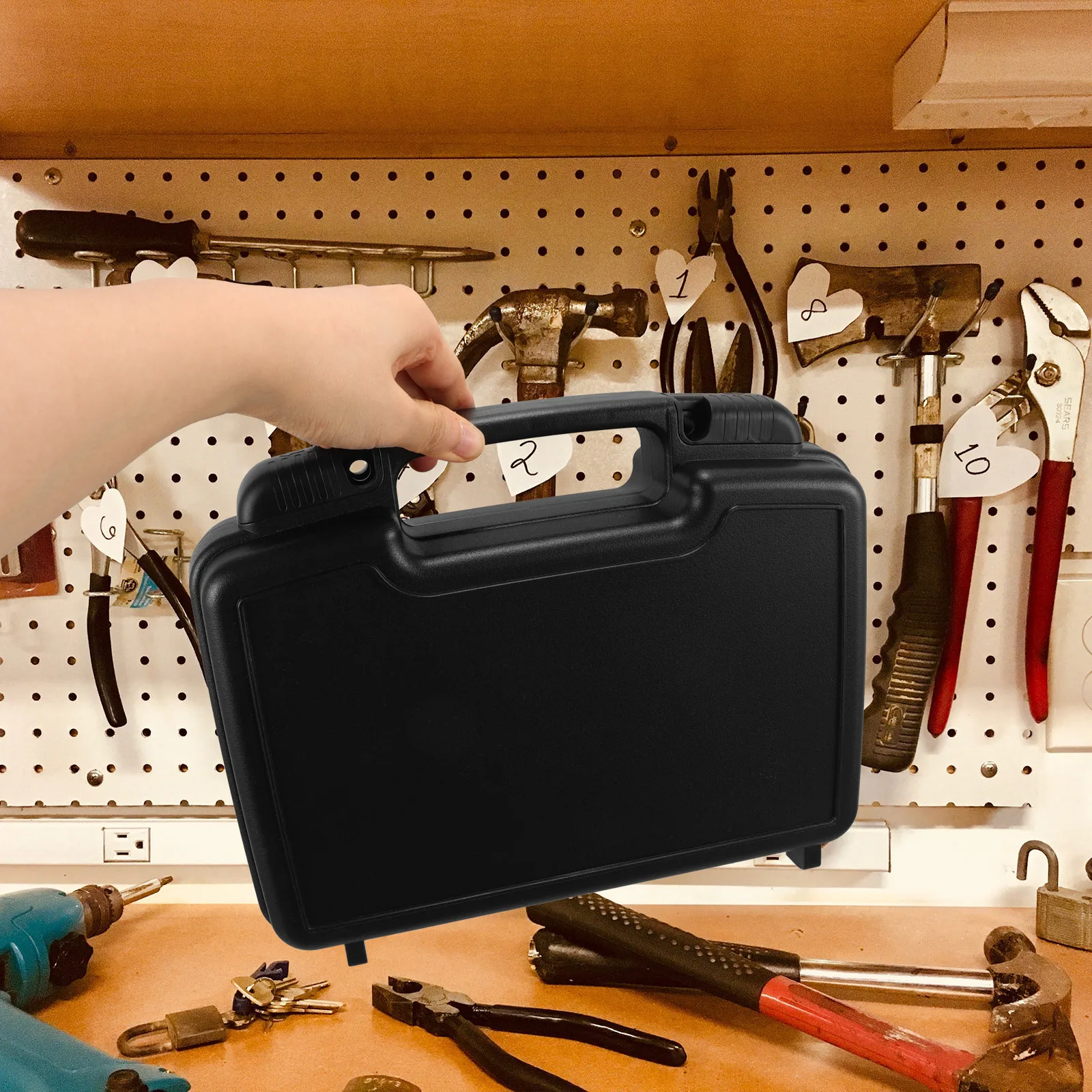 Portable Plastic Toolbox Travel Use Multi-Purpose Carrying Case Compact Lightweight Tool Storage Organizer Handheld Toolbox